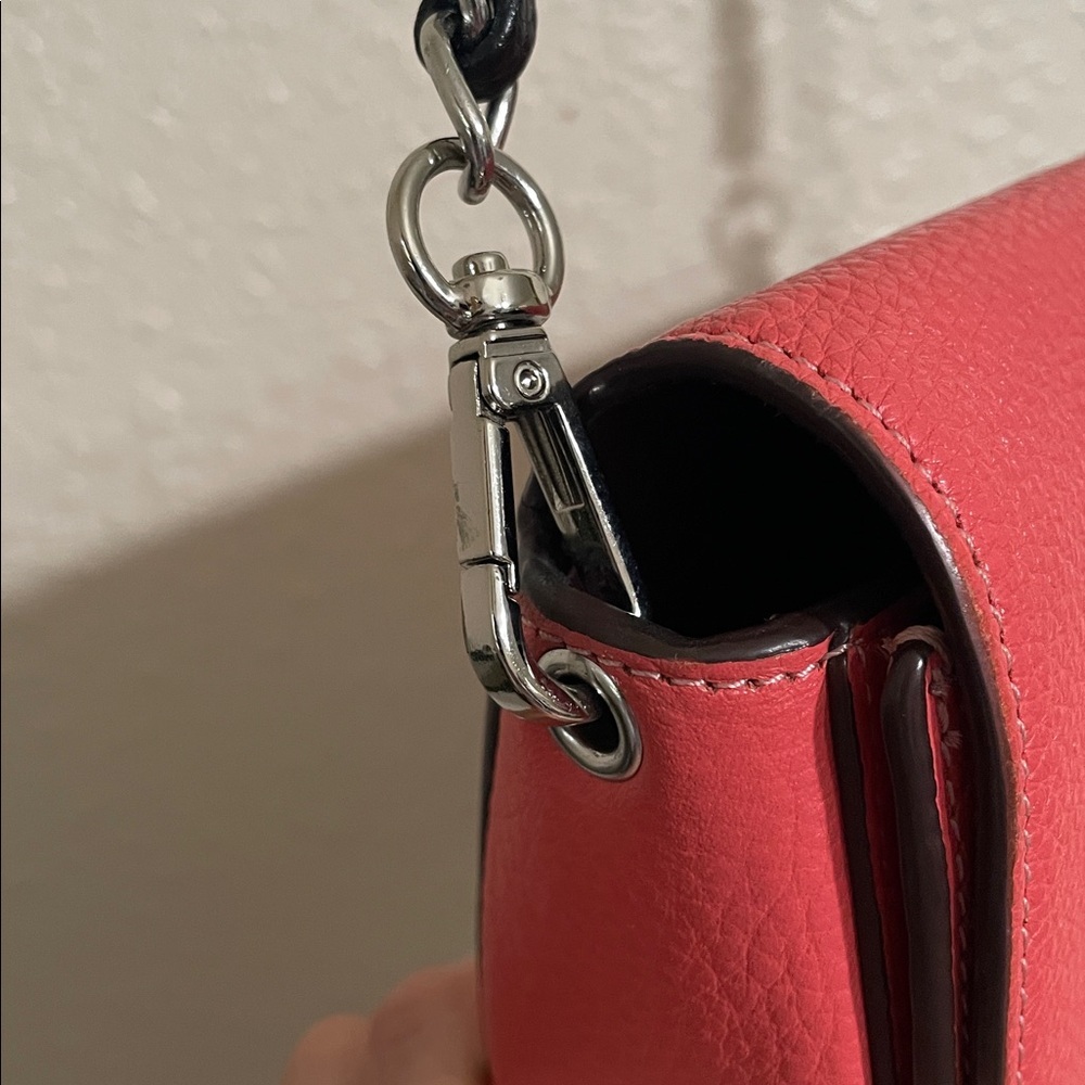 Coach Ellen Pebble Leather Saddle Crossbody Bag in Coral - Picture 8 of 12